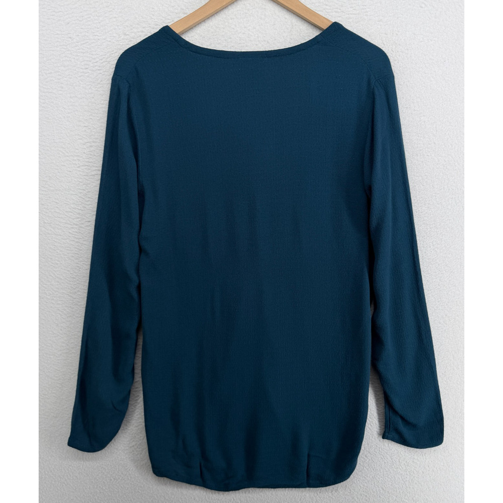 EILEEN FISHER Top S Rayon Crepe Button Up Cardigan Long Sleeve Blue VTG USA - Picture 3 of 11
